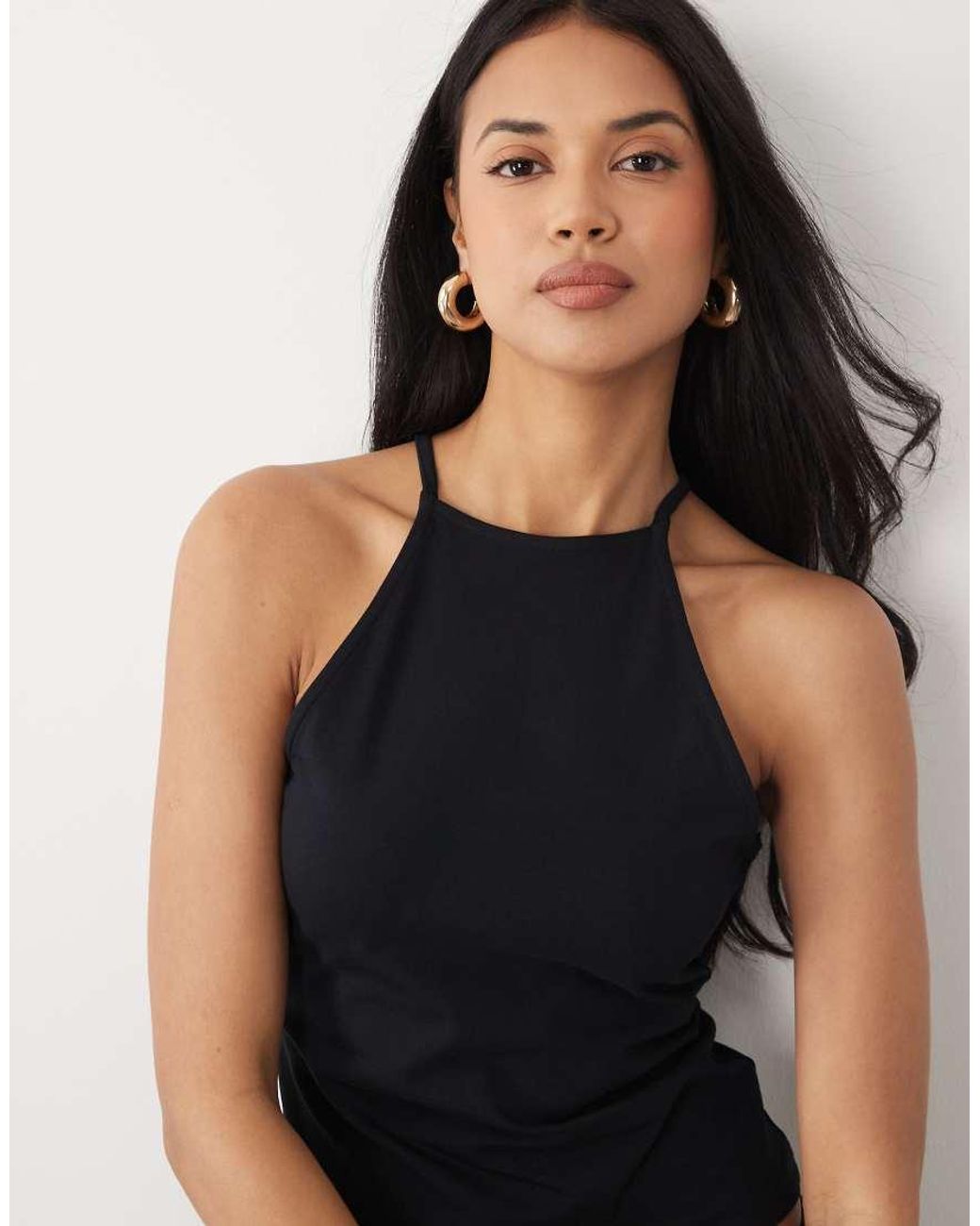 ASOS Blue Cotton 90's Strappy Racer Tank Top