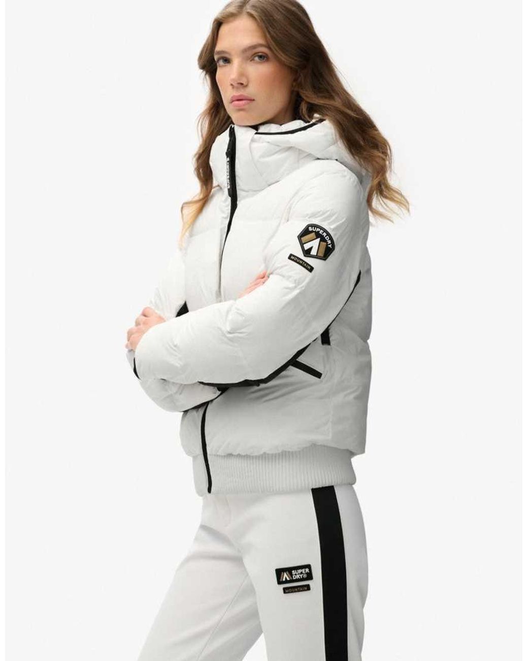 Superdry White Hooded Ski Bomber Jacket