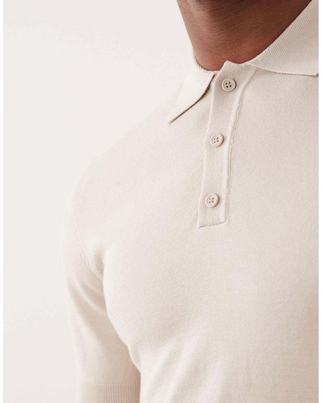 Only & Sons White Knitted Polo for men