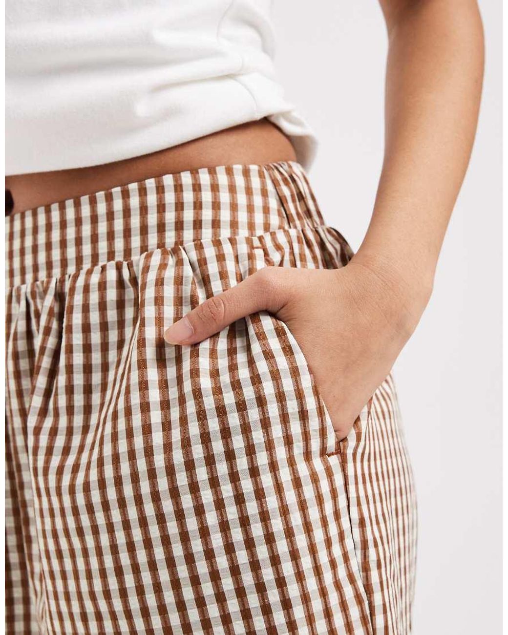 New Look White Frill Gingham Shorts