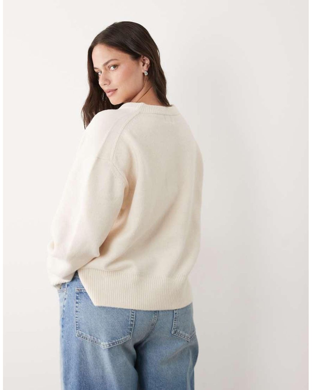 ASOS Natural Asos Design Curve Relaxed Cardigan With Side Split Detail