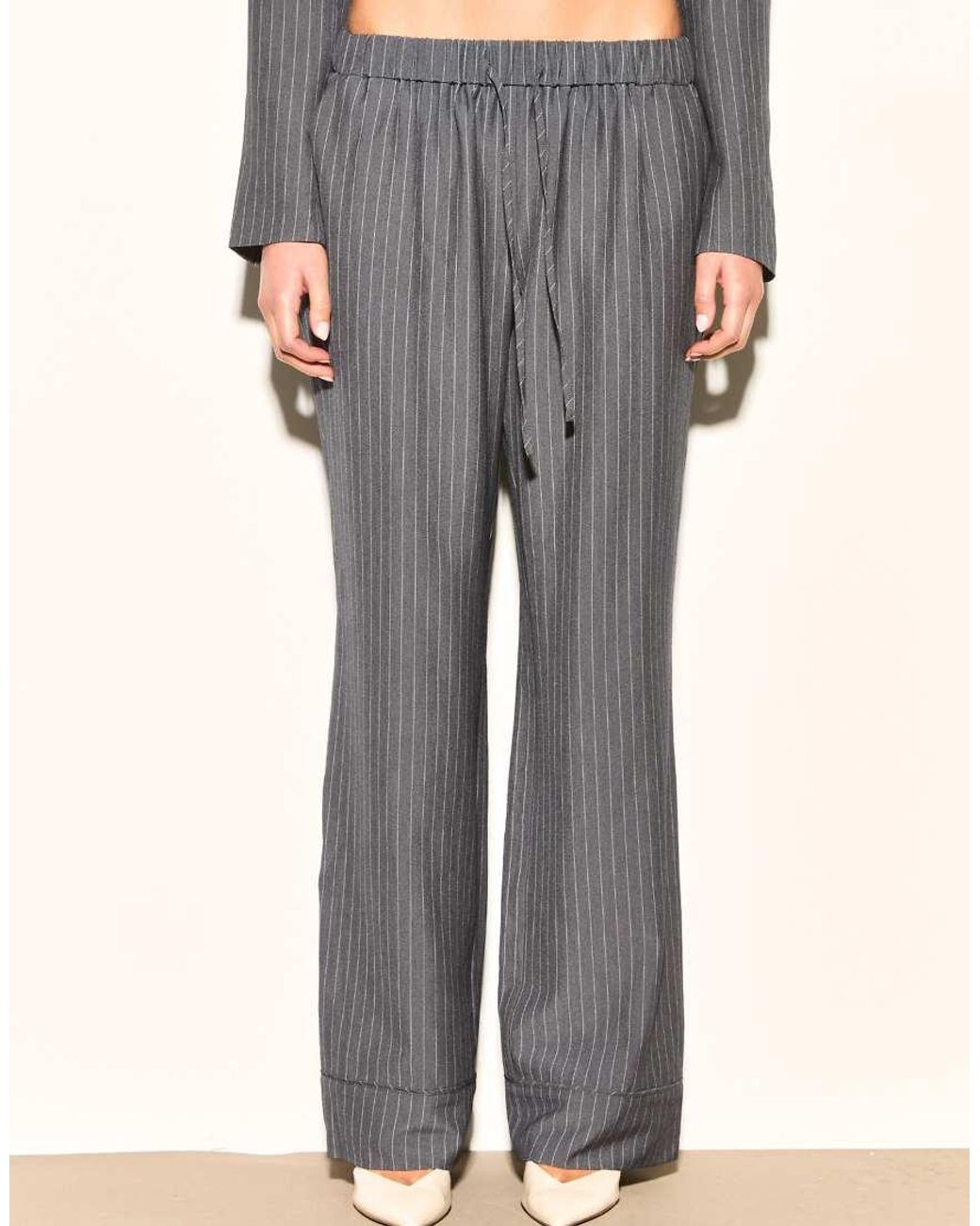 Noughts & Kisses Gray Ayla Pinstripe Trousers