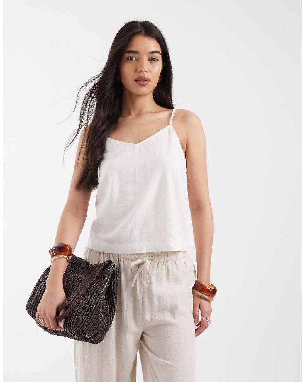 JJXX Natural Linen Blend Cami Top