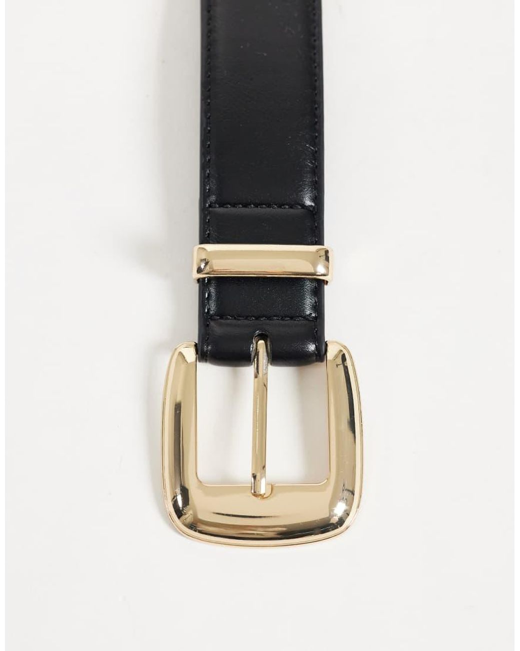 Mango Black Oversized Buckle Belt