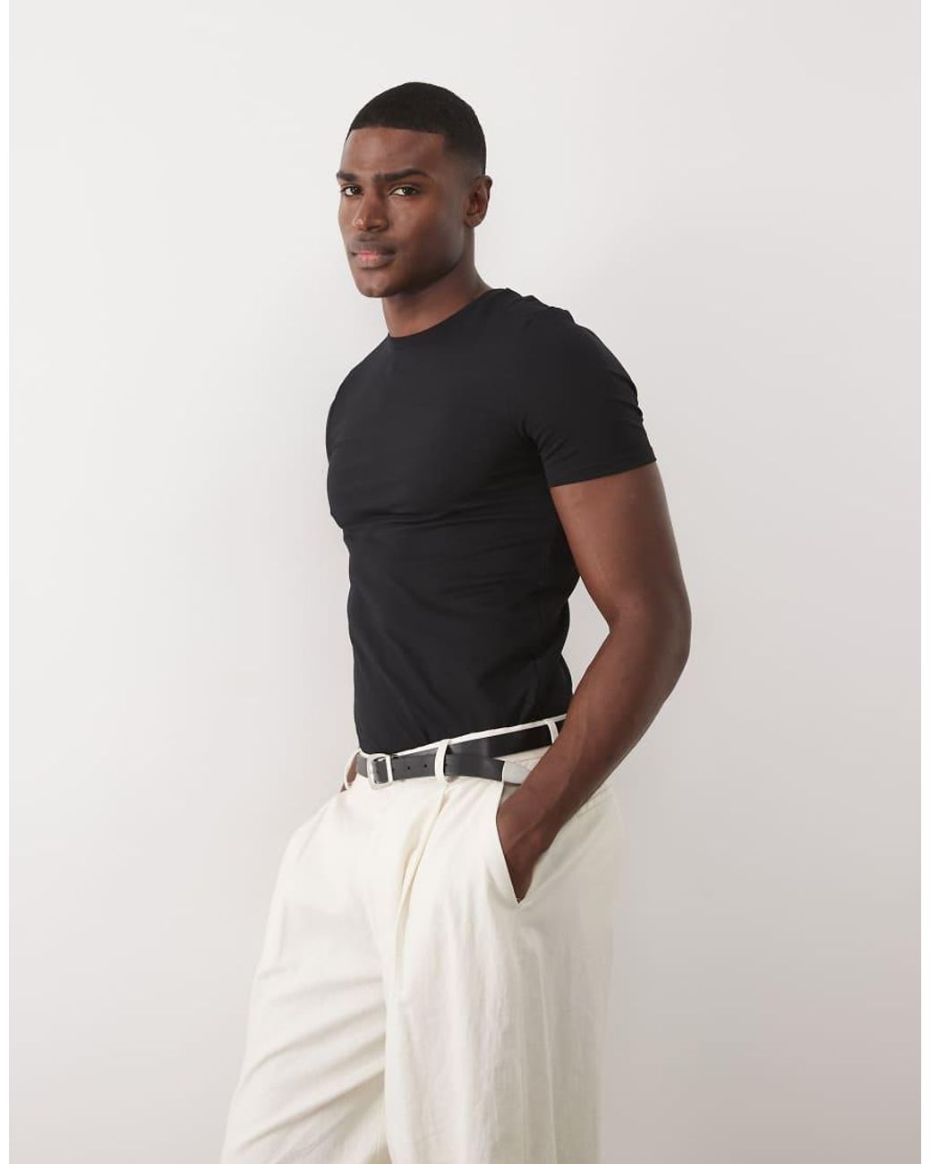 ASOS Black Essentials 2 Pack Muscle Fit T-shirts for men