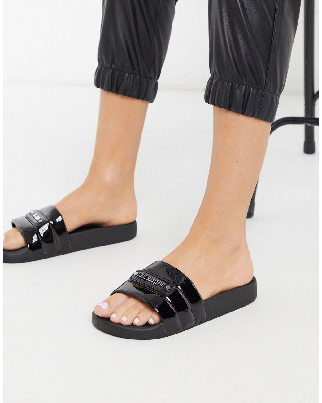 Love Moschino Sliders In Black Lyst UK