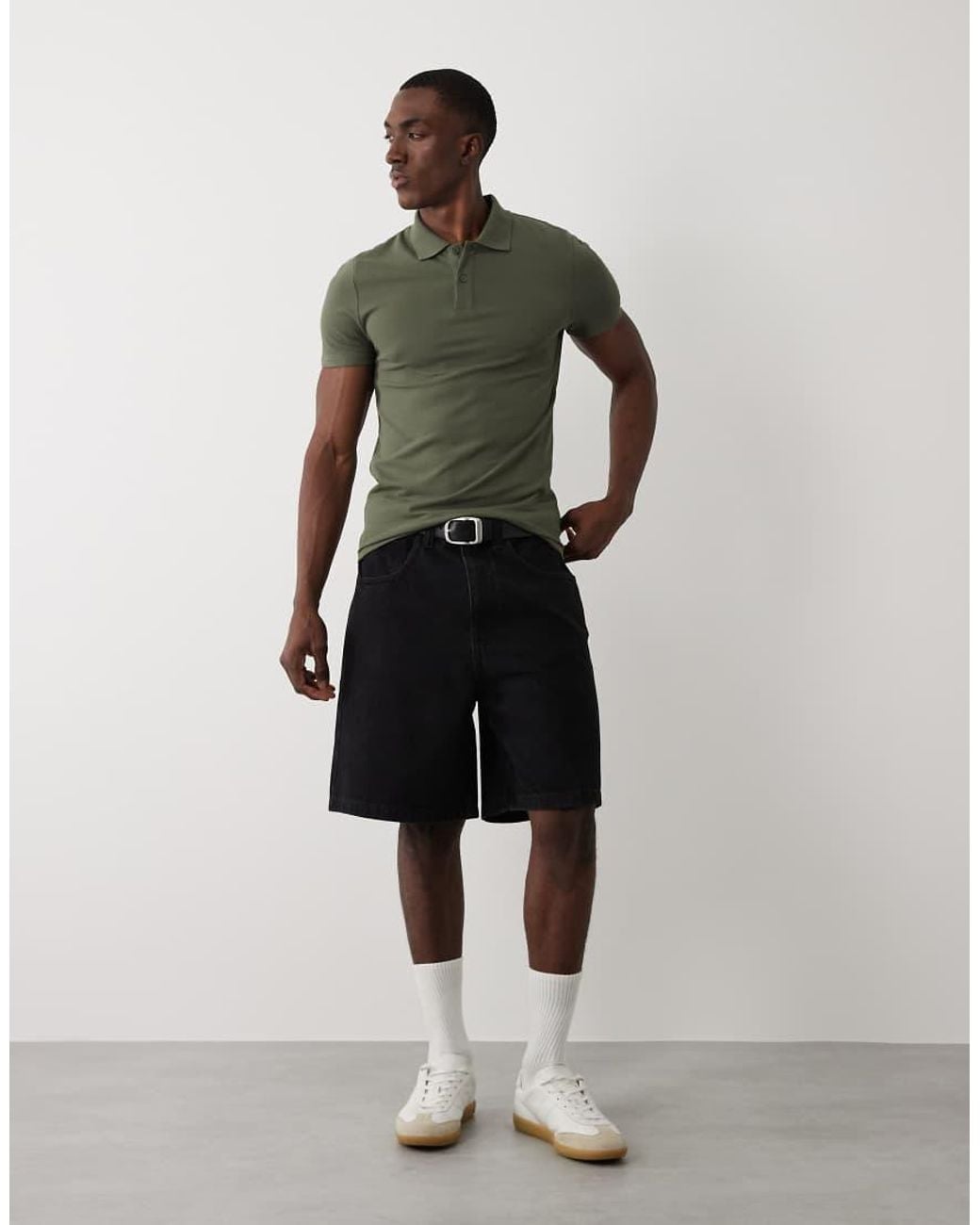 ASOS Green Essentials Muscle Fit Polo for men