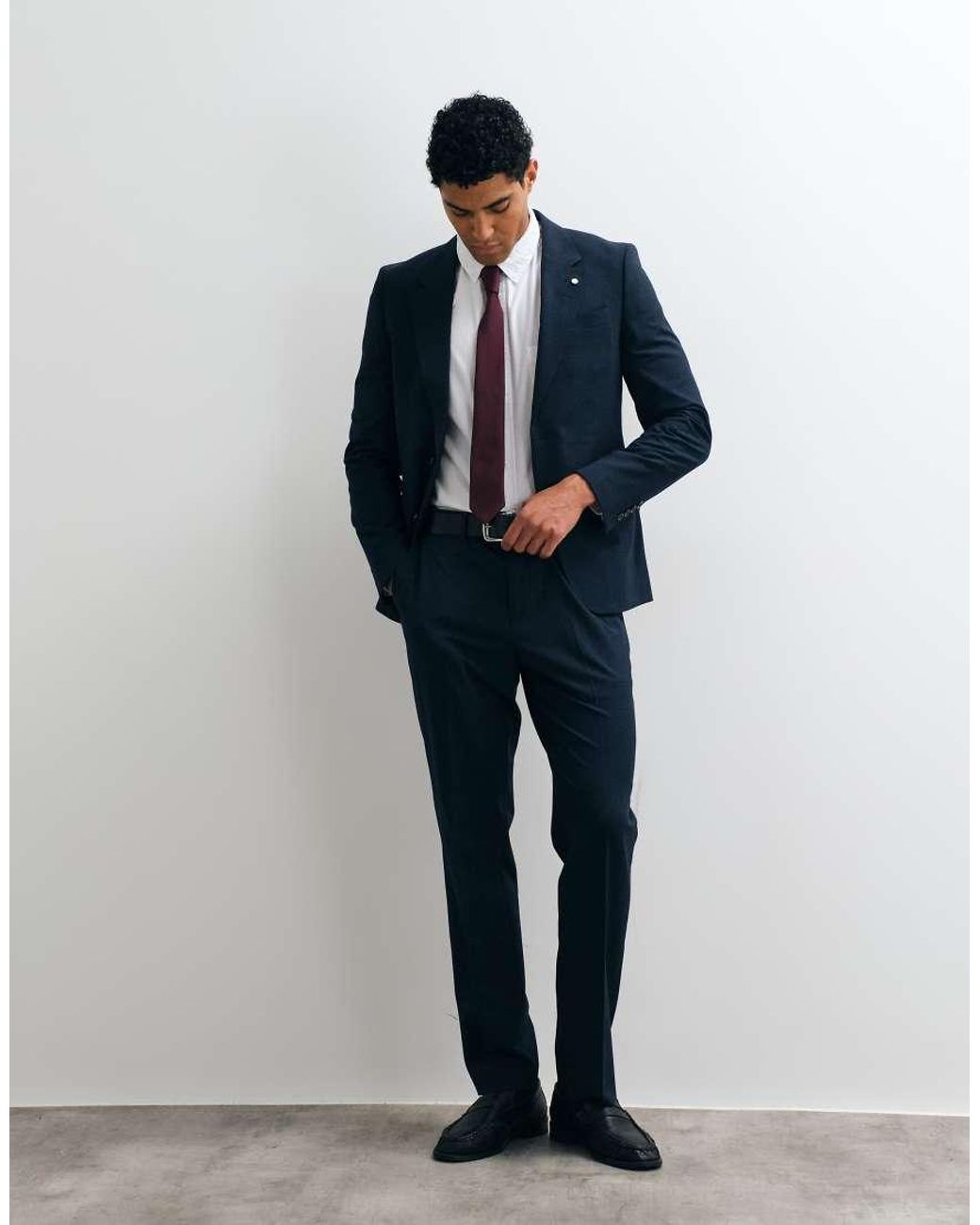 River Island Blue Slim Checked Suit Trousers for men