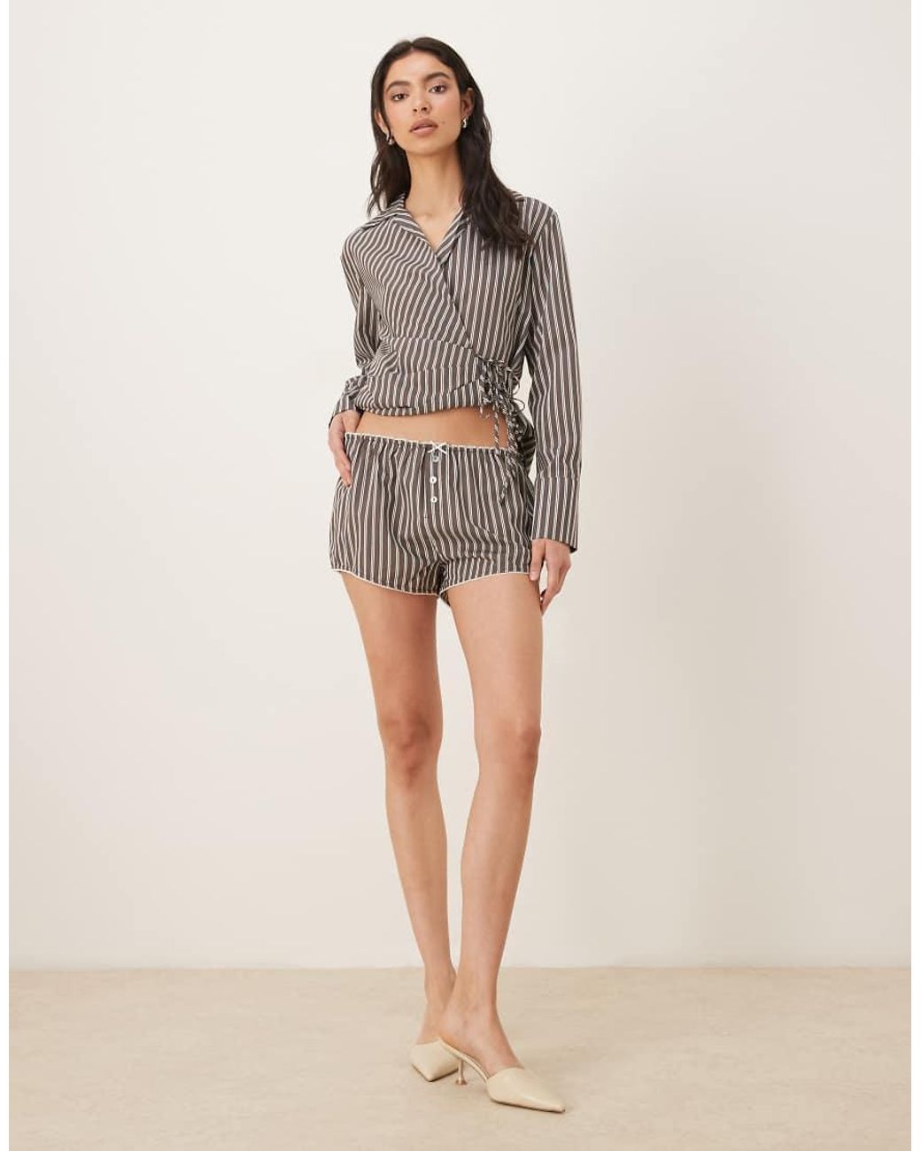 Nia Gray Norman Co-ord Striped Short