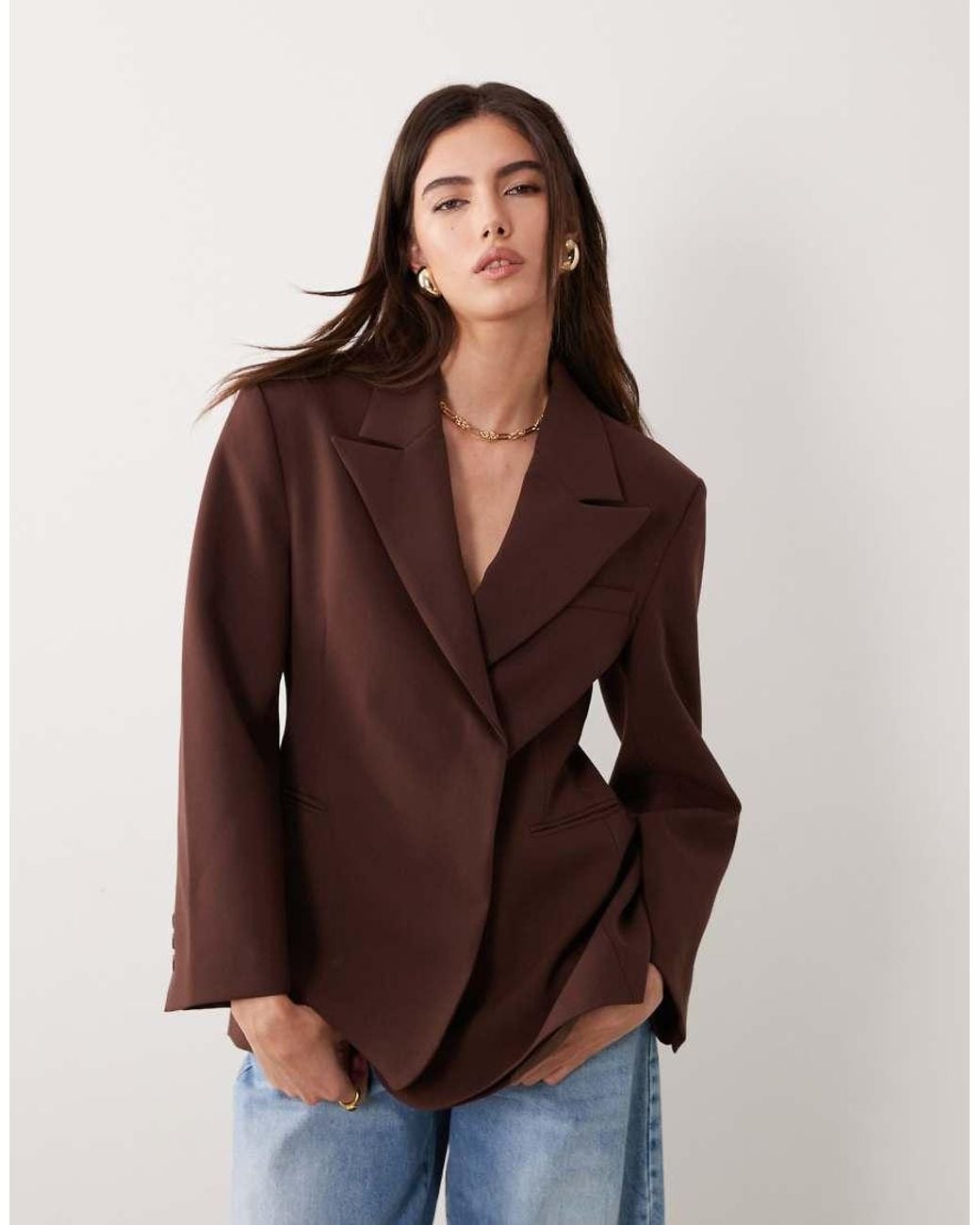 ASOS Brown Double Breasted Blazer