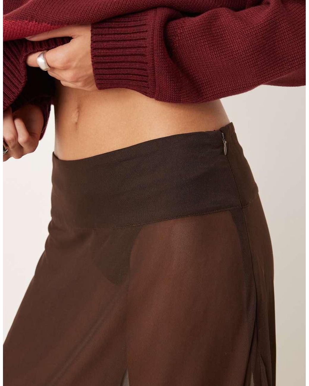 House Of Sunny Red Button Detail Slinky Skirt