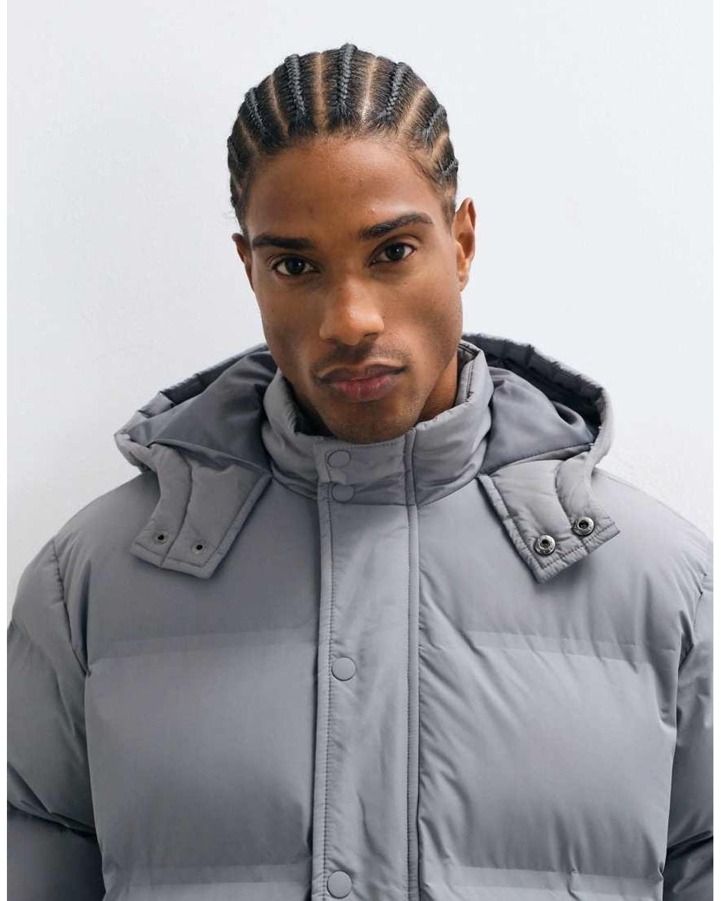 New Look Gray Hooded Puffer Jacket for men