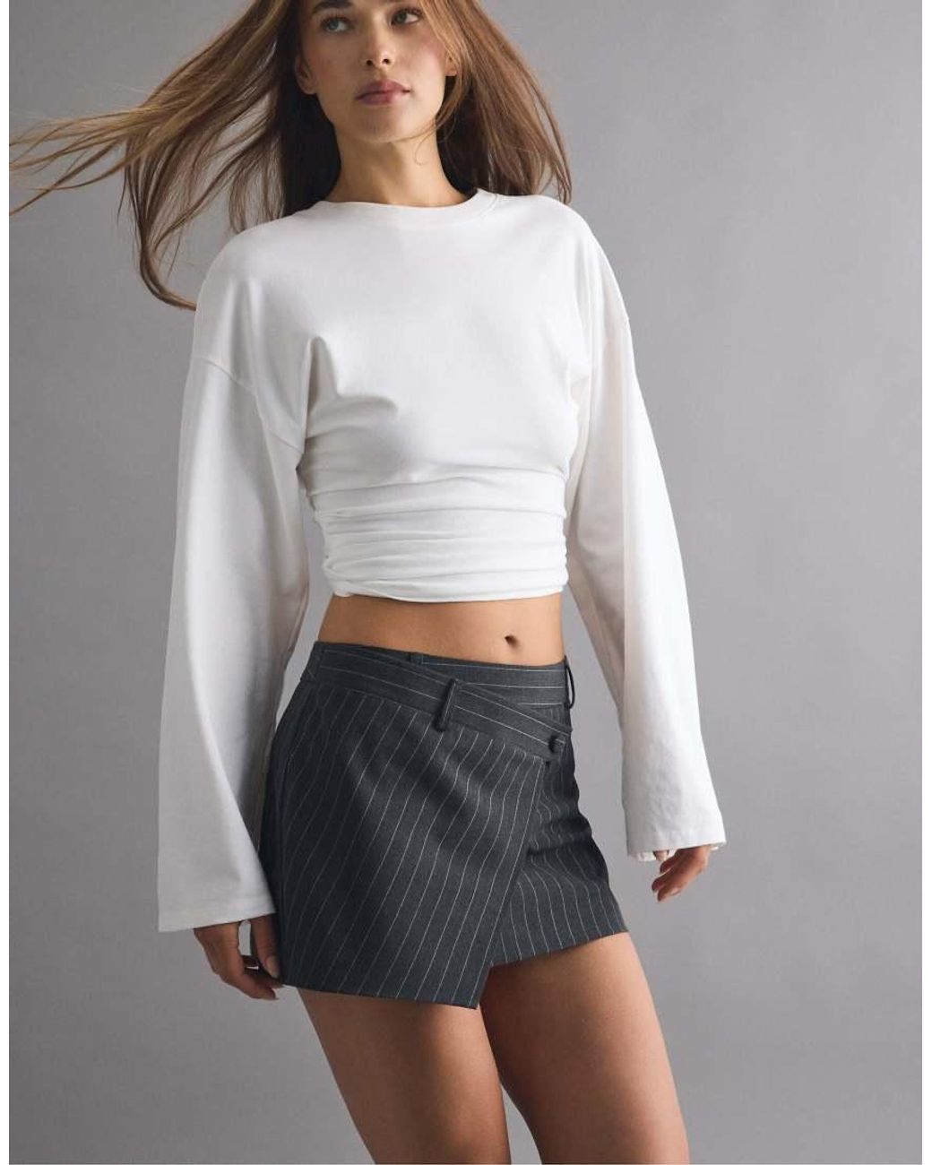 Stradivarius Gray Crossover Mini Skort