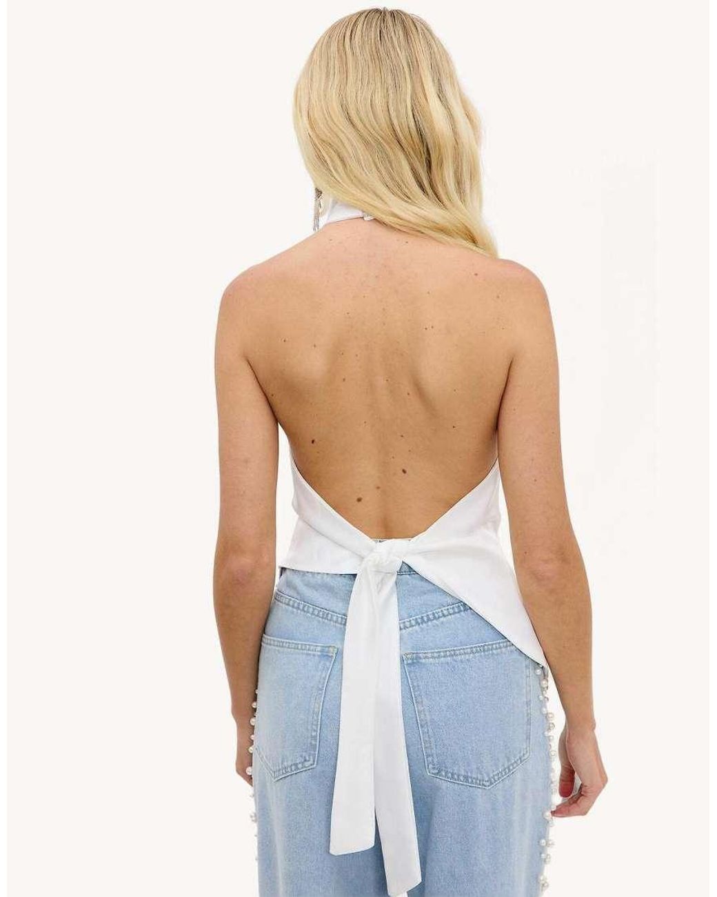 Loavies White Mystic Meadow Halter Top With A Bow