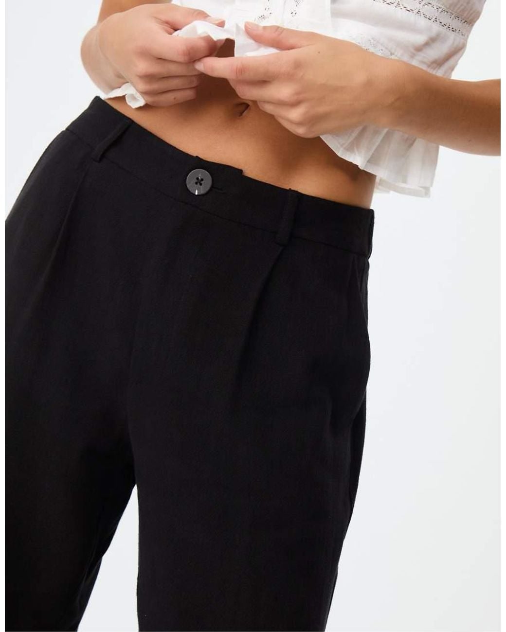 Stradivarius Blue Straight Leg Trousers With Linen