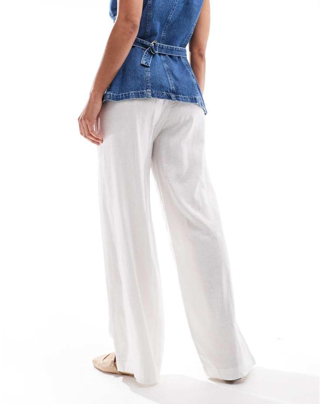 Cotton On White Haven Wide Leg Linen Look Pant
