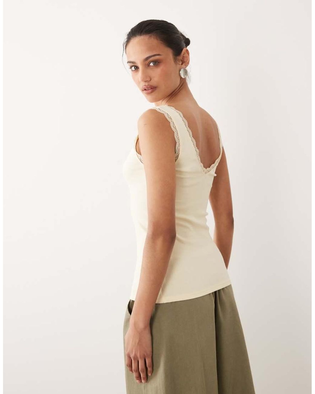 New Look Natural Lace Trim Singlet