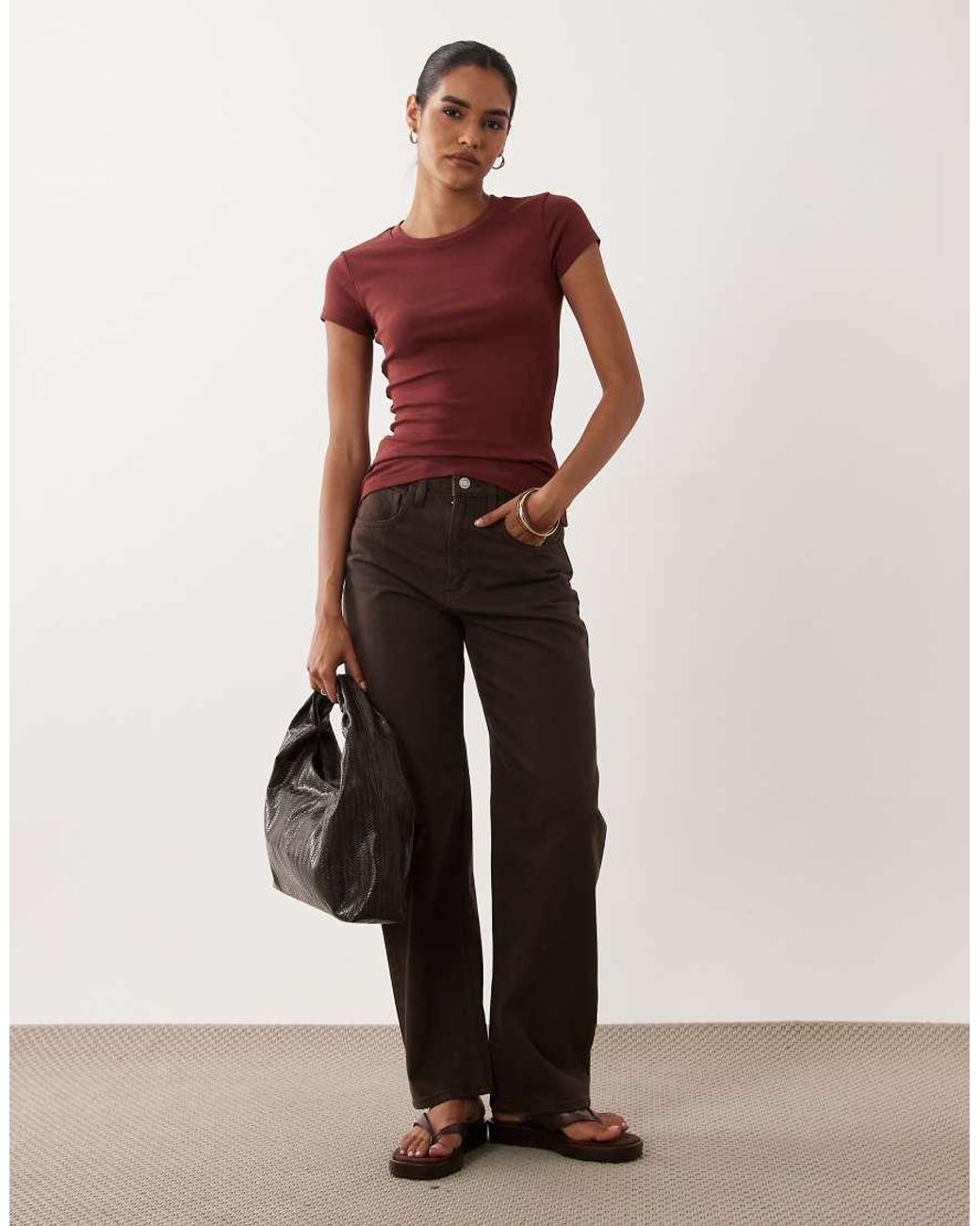 Gina Tricot Red Crew Neck Top