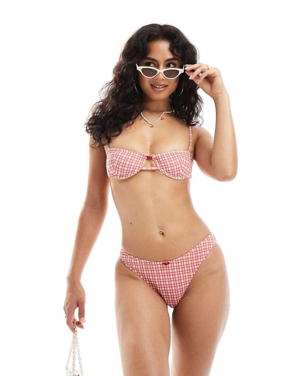 ASOS Pink Rosalie Ibiza High Leg Bikini Bottom