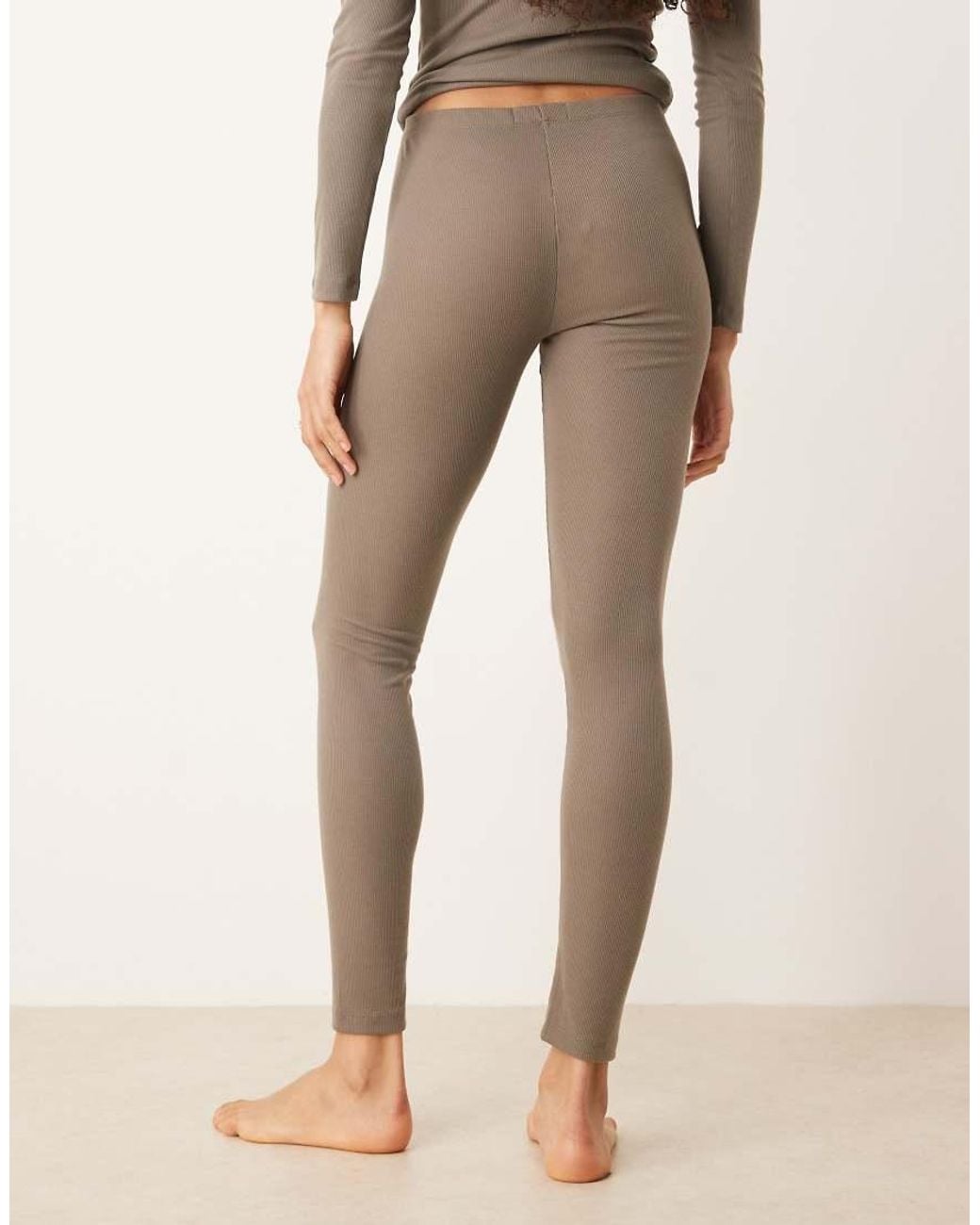 Mango Natural Ribbed Knit Elasticated Wait Pyjama Bottom Co-ord