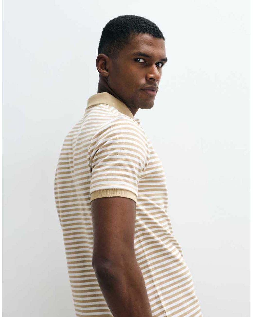 Polo Ralph Lauren White Slim Custom Short Sleeve Striped Polo Shirt for men