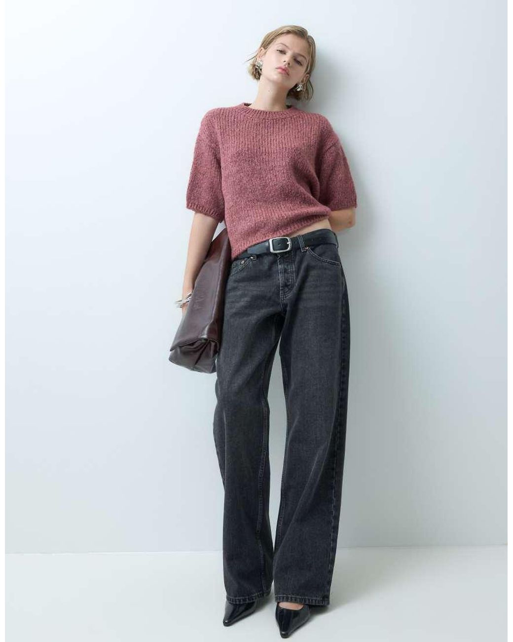 Jdy Red Short Sleeve Knitted Jumper