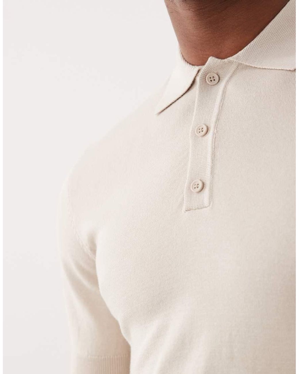 Only & Sons White Knitted Polo for men