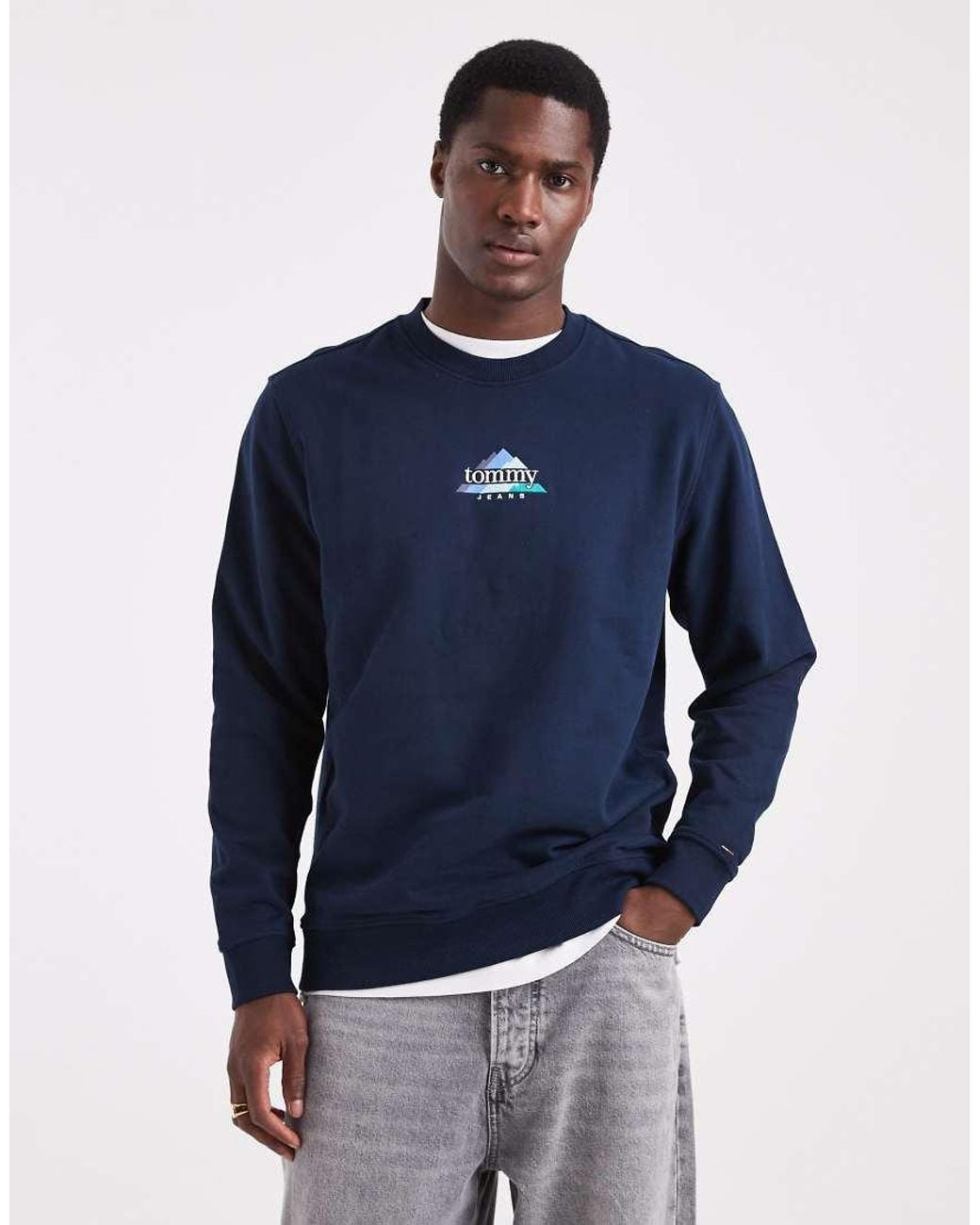 Tommy Hilfiger Blue Outdoor Centre Graphic Logo Sweatshirt for men