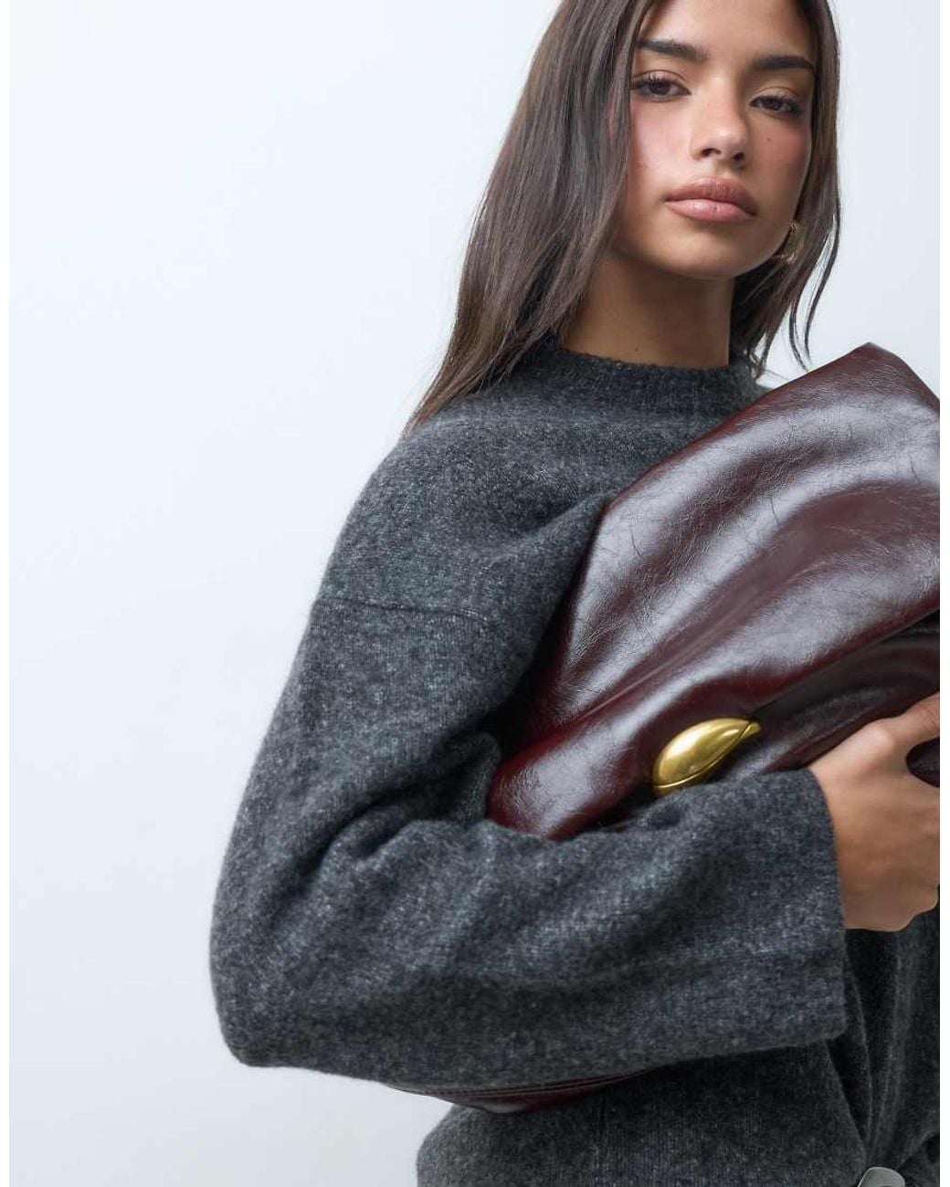 ASOS Gray Relaxed Fluffy Sweater With Wool