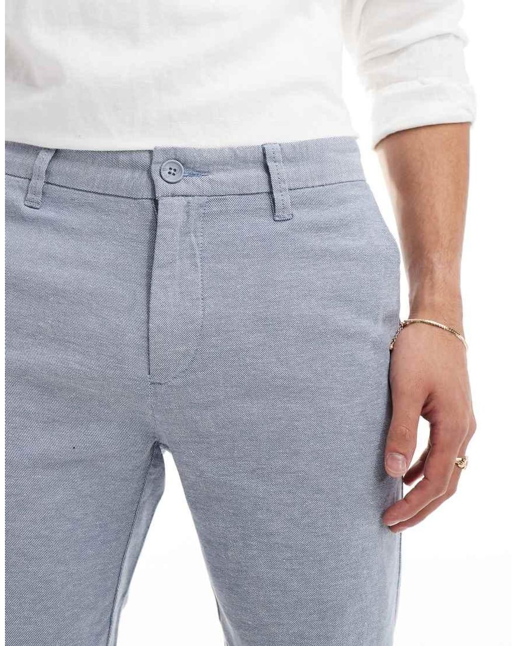 Only & Sons Blue Linen Mix Chino Short for men