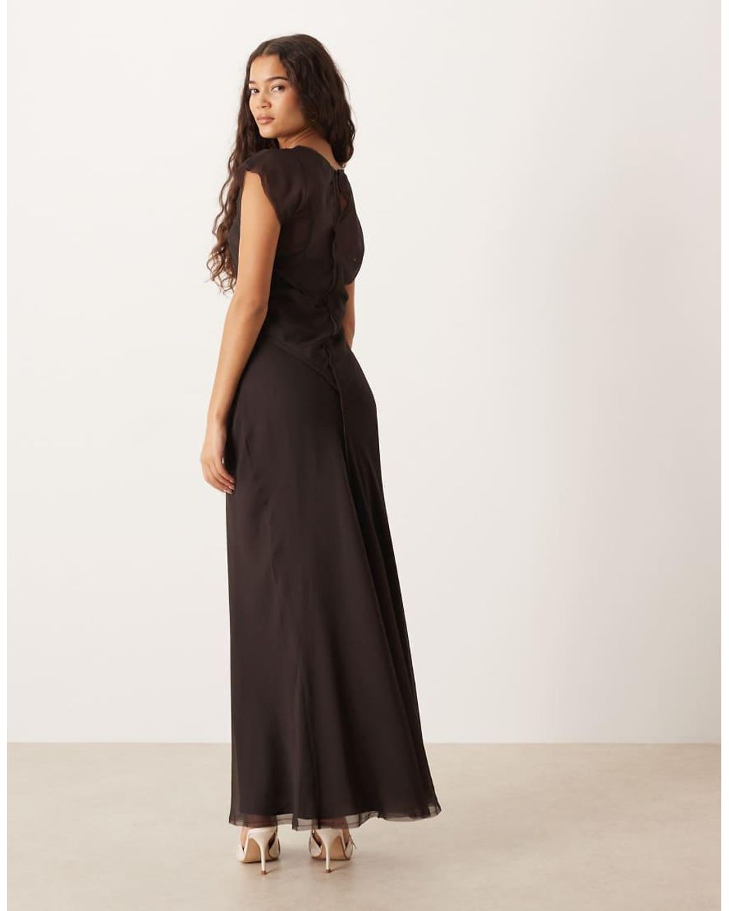 ASOS Natural Cap Sleeve Midi Dress With Drop Waist