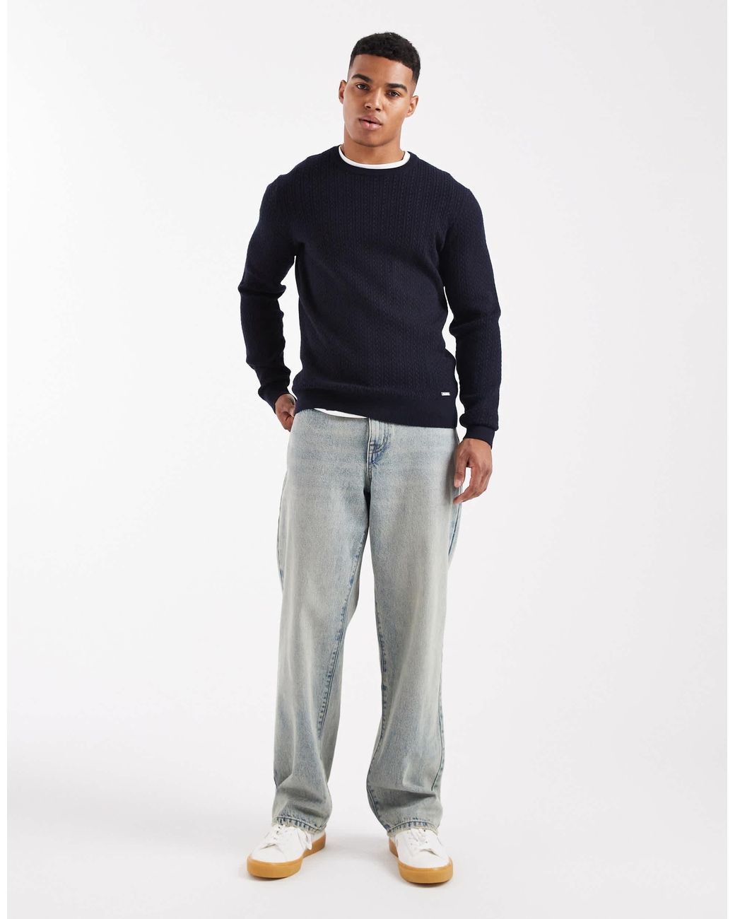 Pull ras Threadbare pour homme en coloris Blue