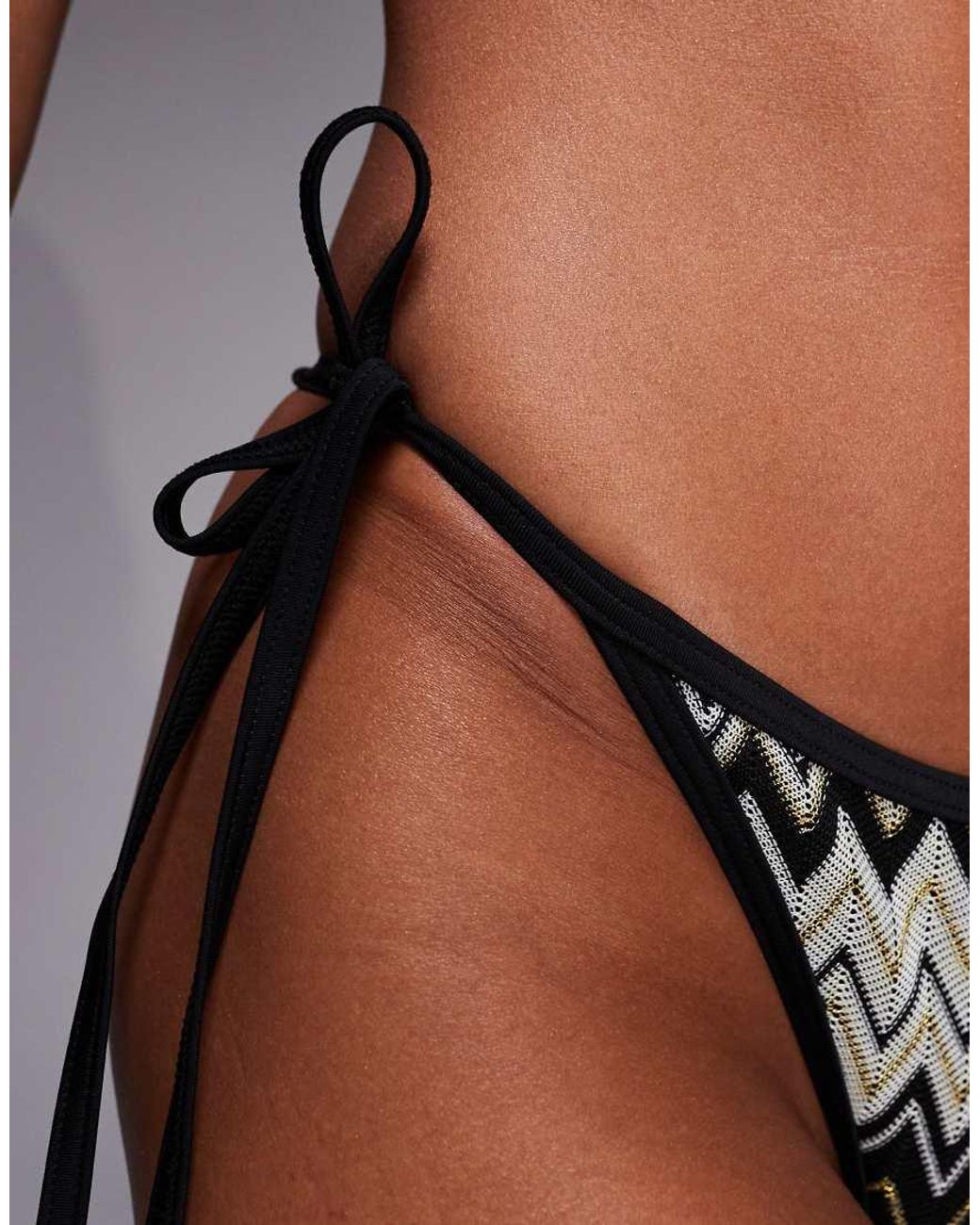Wolf & Whistle Brown Tie Side Knit Bikini Bottoms