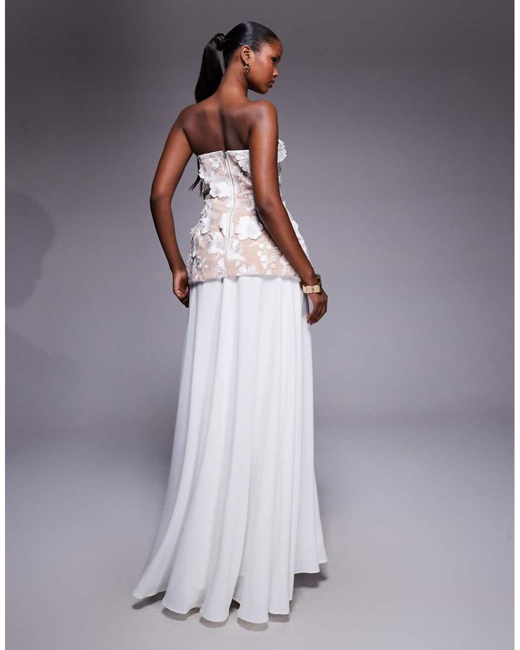 Jarlo Purple Kay Floral Lace Bustier Maxi Dress