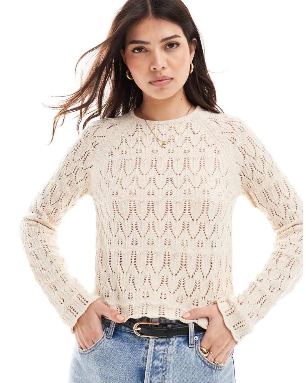 Top De Croché De -Blanco Vero Moda de color Blue