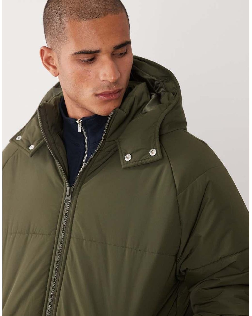 ASOS Green Longline Puffer Jacket for men