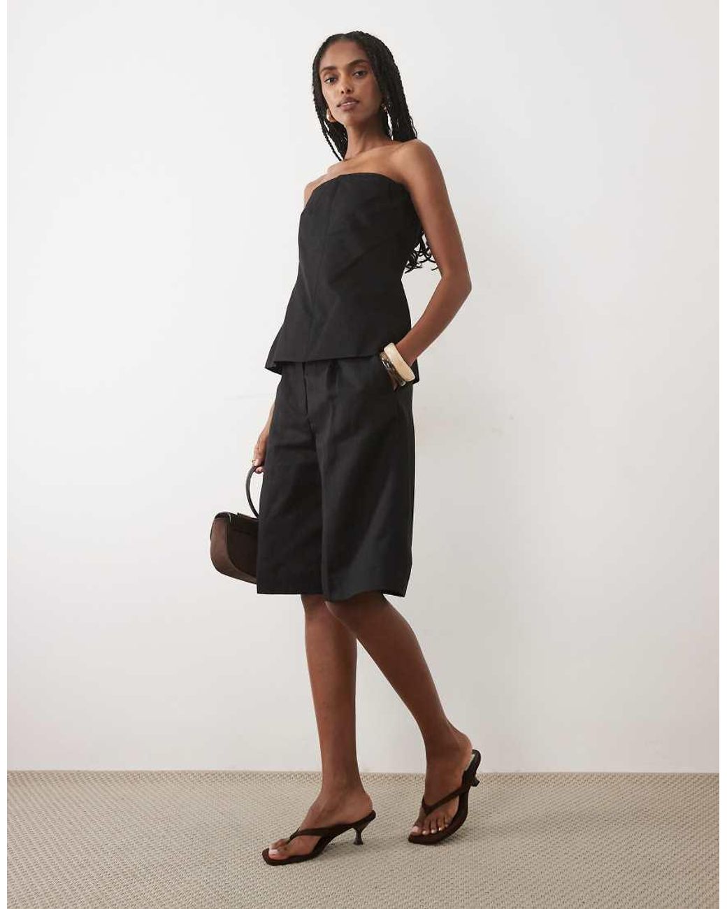 Mango Black Sansa Off Shoulder Structured Top Co-Ord