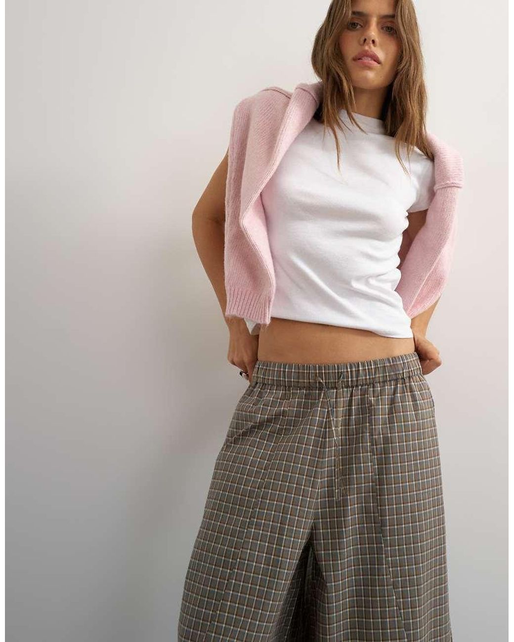 TOPSHOP Gray Ovoid Mid Length Trouser