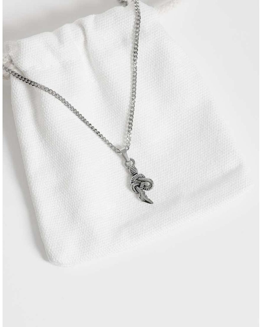 ASOS White Waterproof Stainless Steel Snake Pendant Necklace for men
