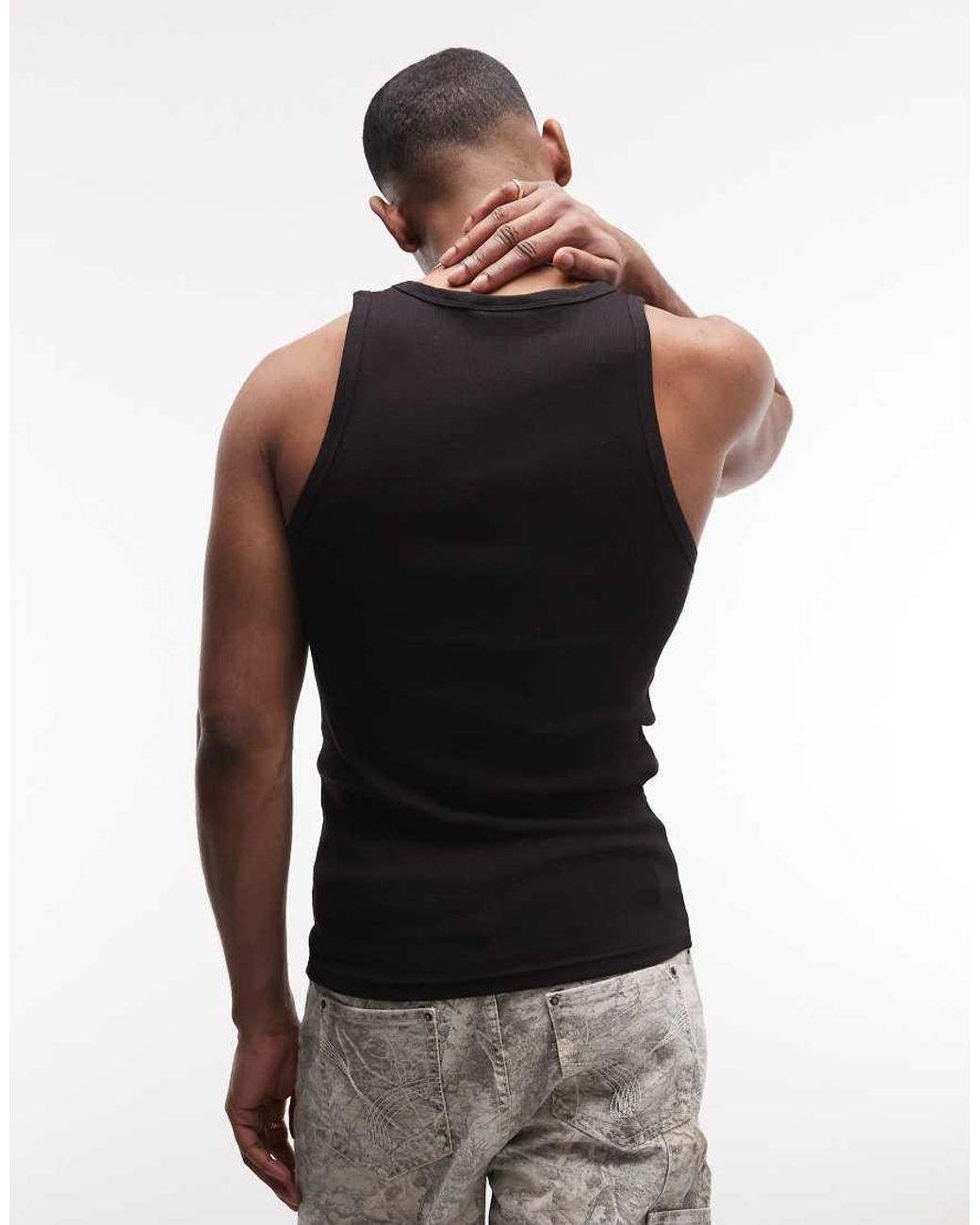 PEGADOR Black Ribbed Logo Vest for men