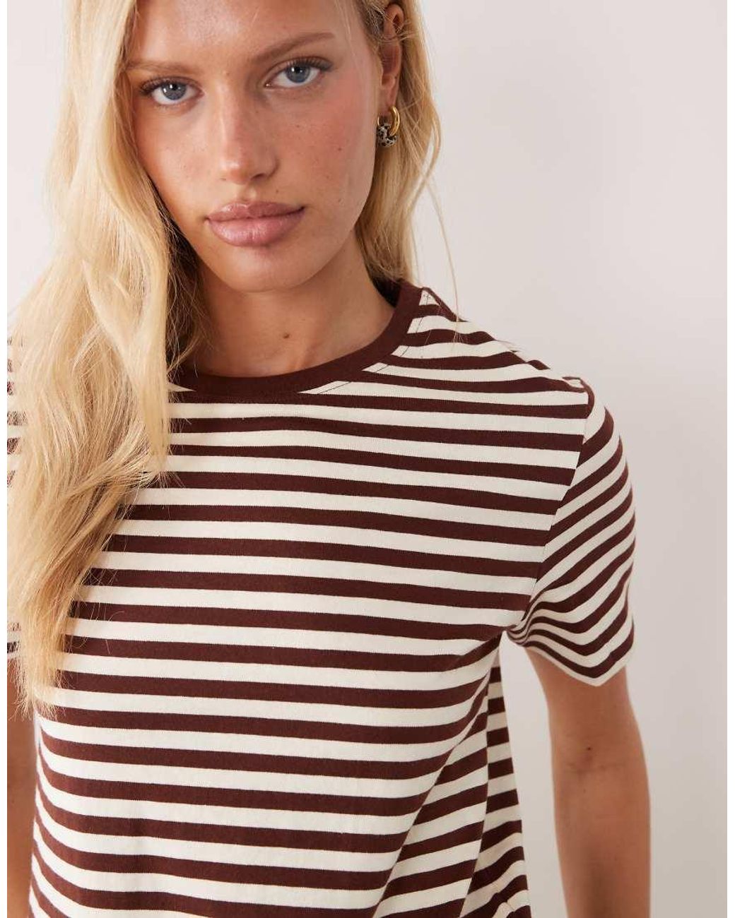 Mango Brown Contrast Trim T-Shirt