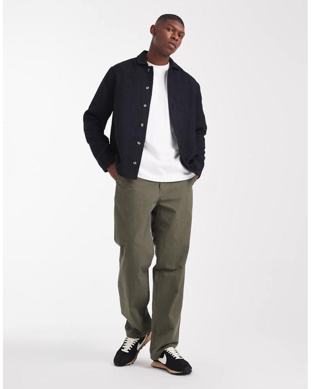 ASOS Blue Textured Boucle Overshirt for men