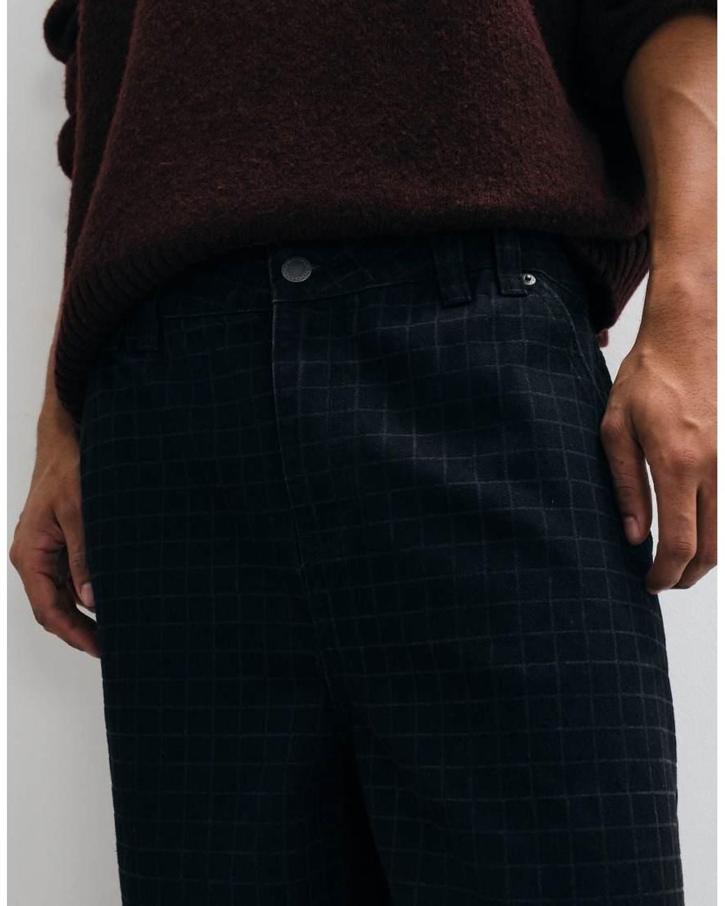 The Ragged Priest Black Micro Grid Jeans for men
