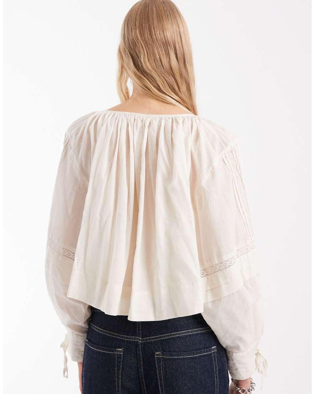 Free People White La Lune Long Sleeve Top
