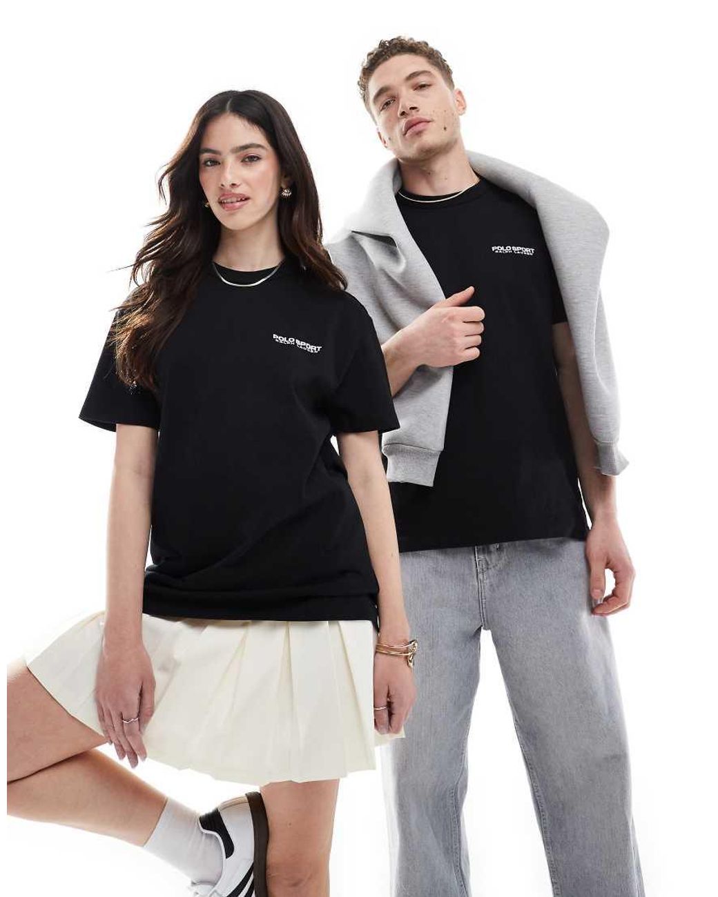 Polo Ralph Lauren Black Sport Capsule Unisex Front And Back Logo Print Heavyweight T-shirt