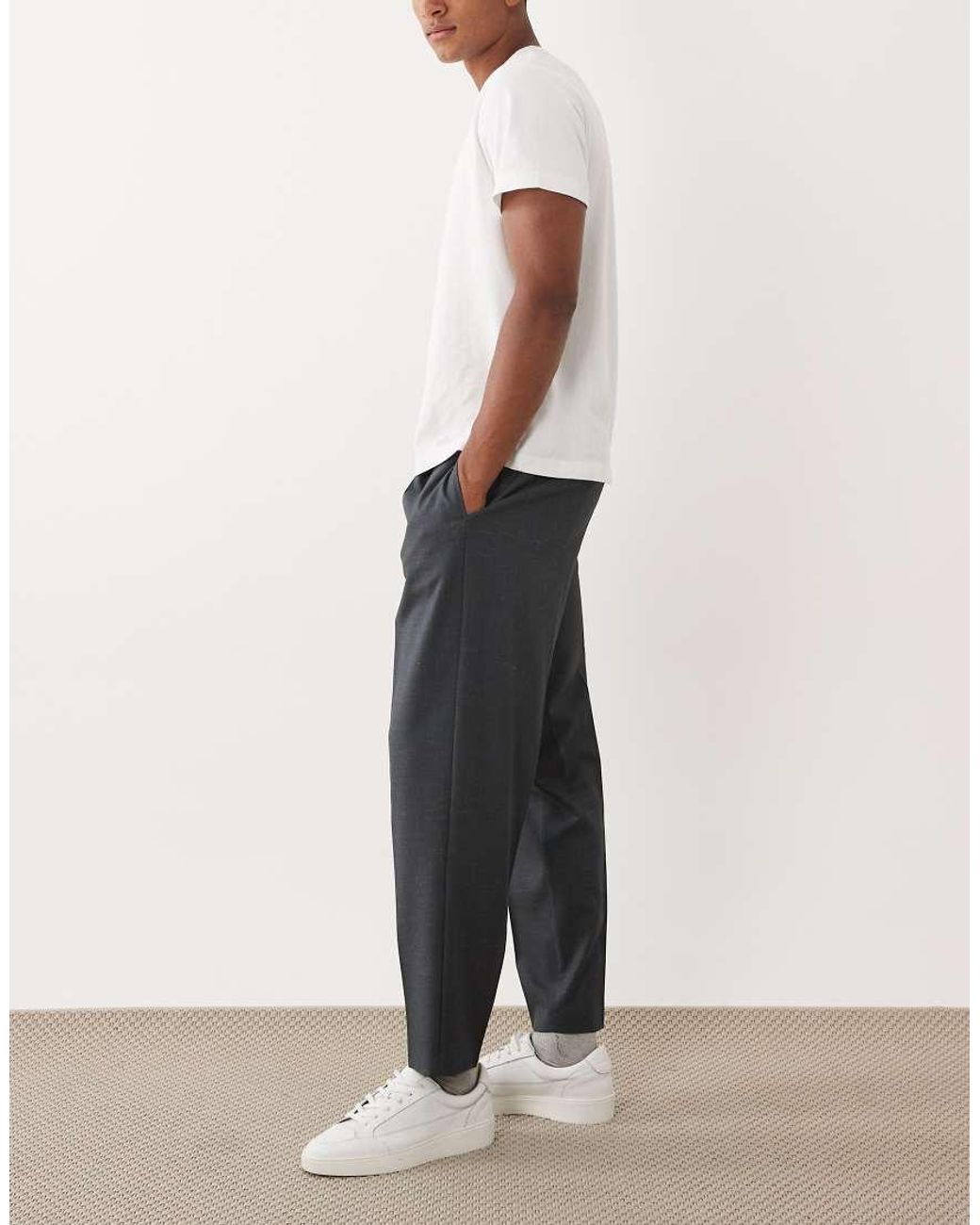 ASOS Blue Tailored Pleated Denim Look Relaxed Tapered Trousers for men