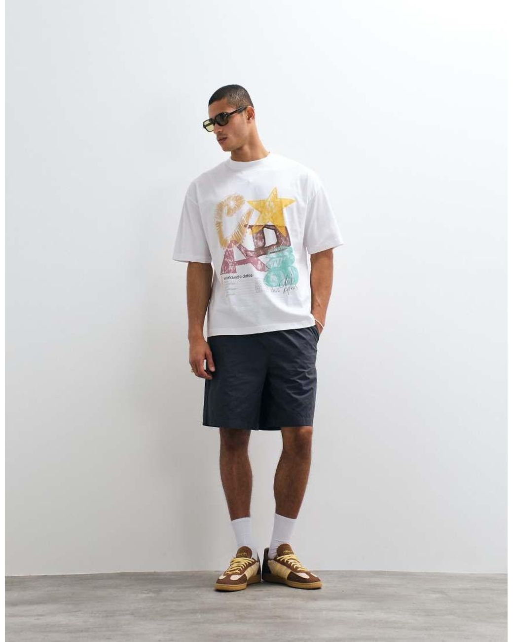 ASOS White Oversized T-shirt With Scribbled Text Print for men