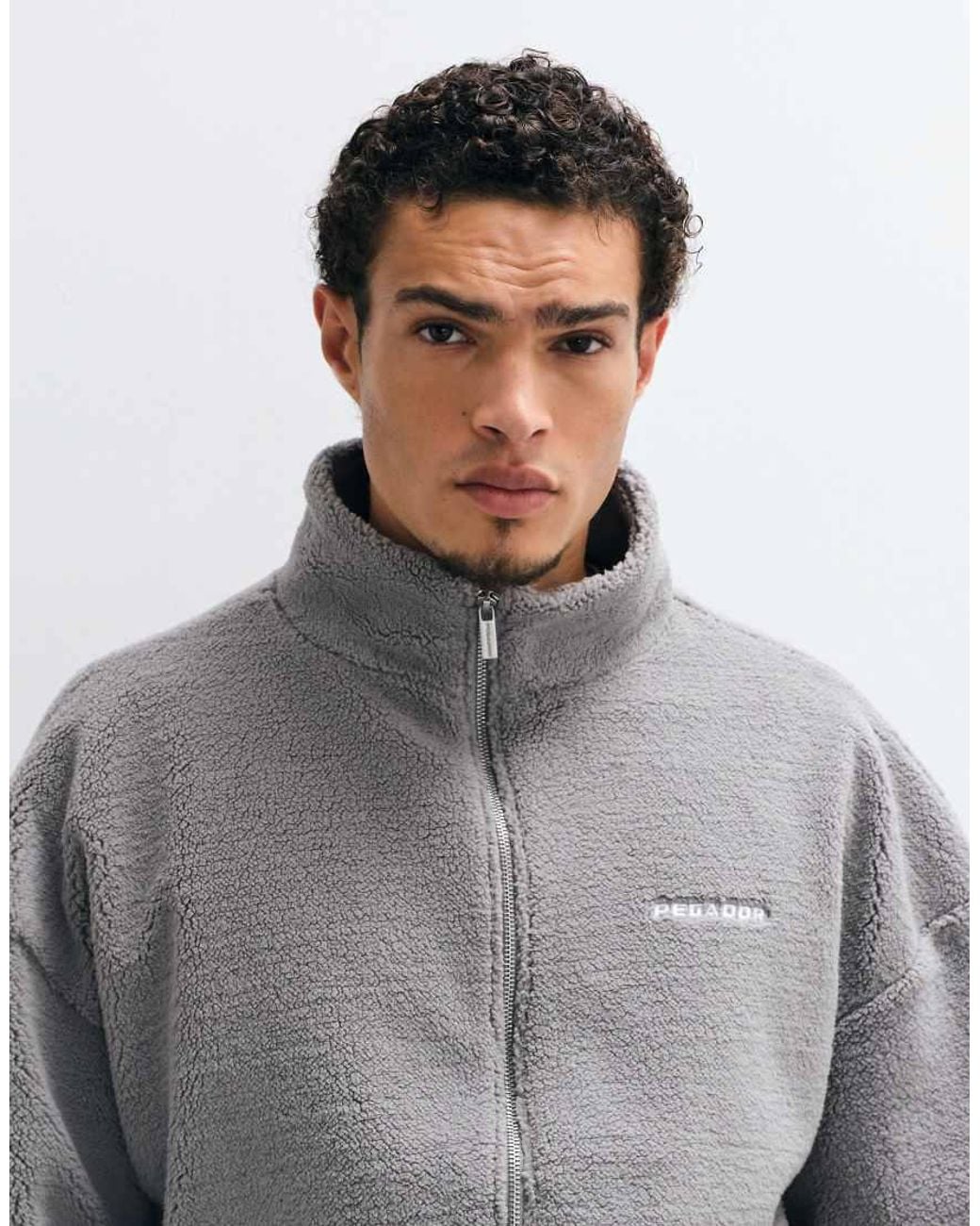 PEGADOR Gray Alto Teddy Zip Up Fleece Jacket for men