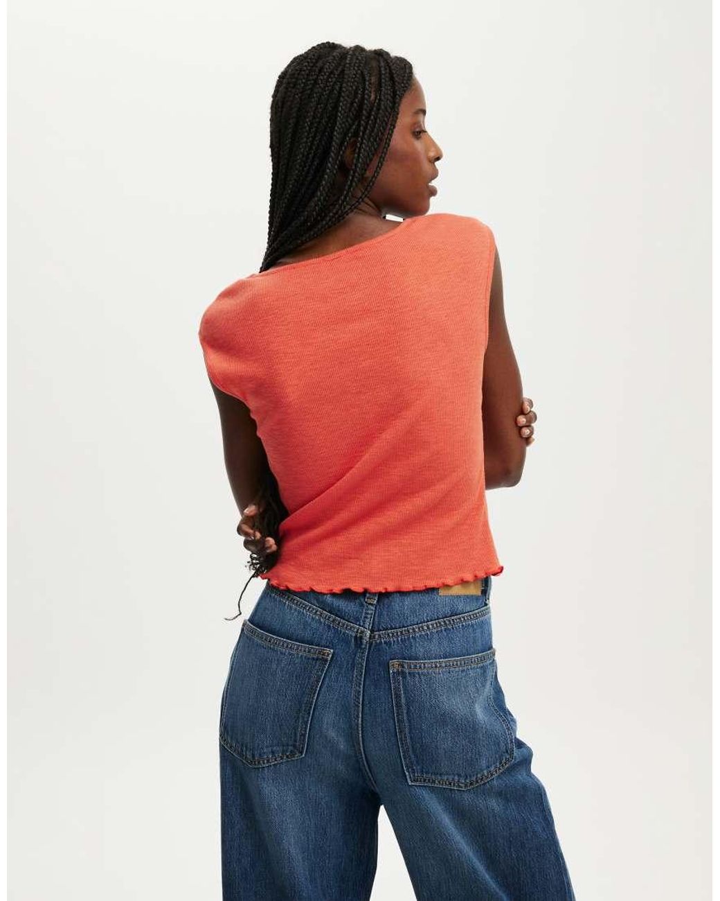 Cotton On Red Chelsea Open Front Top