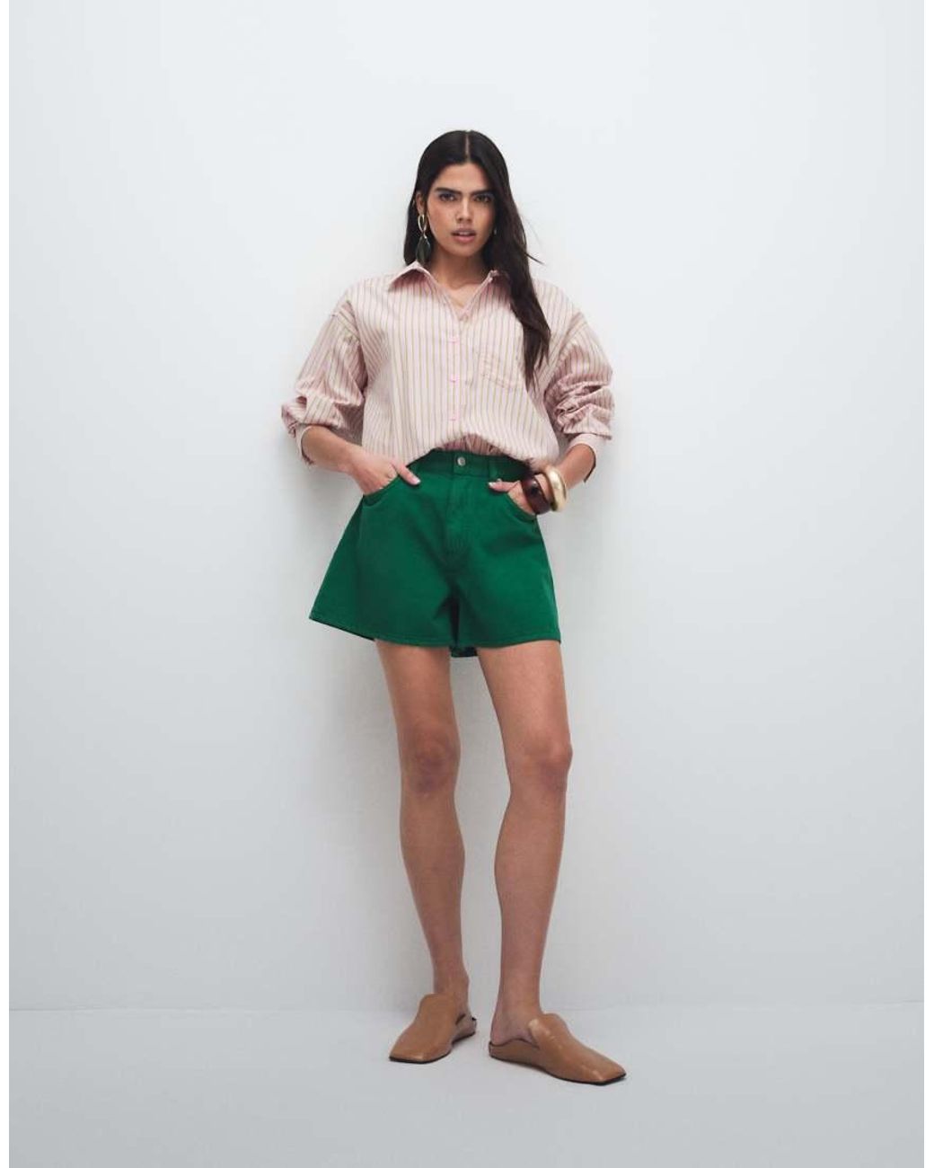 JJXX Green Jamie Oversized Poplin Shirt